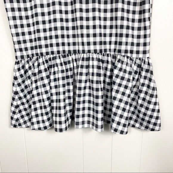 ASOS | Black and White Buffalo Plaid Peplum Top - Picture 3 of 6